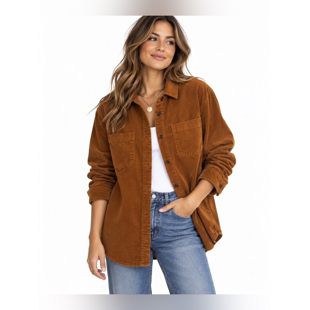 J.Crew Corduroy Shacket XS Rust Brown Oversized Shirt Jacket